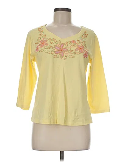 Pre-owned Coldwater Creek 3/4 Sleeve Top Yellow Scoop Neck Tops