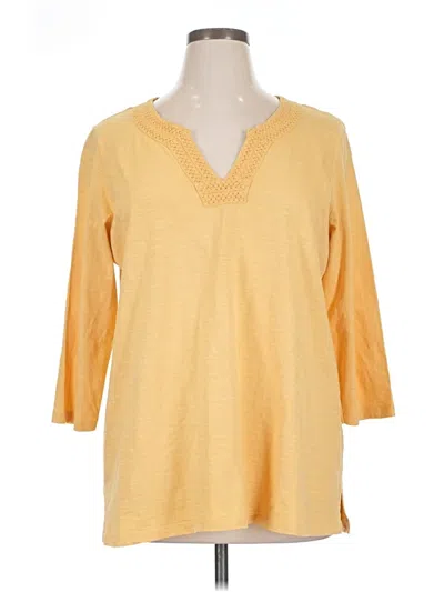 Pre-owned Coldwater Creek 3/4 Sleeve Top Yellow V Neck Tops