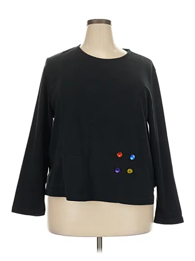 Pre-owned Coldwater Creek 3/4 Sleeve T-shirt In Black