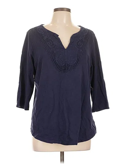 Pre-owned Coldwater Creek 3/4 Sleeve T-shirt In Blue