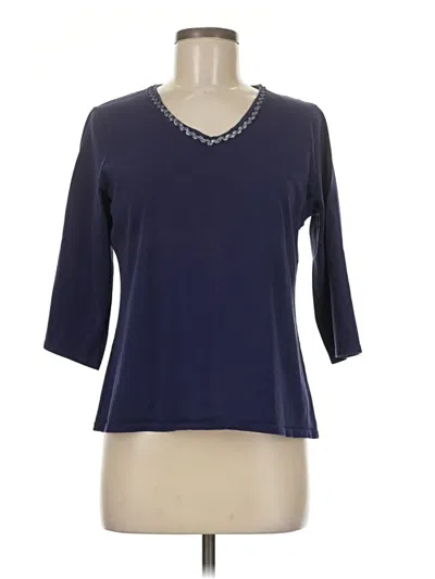 Pre-owned Coldwater Creek 3/4 Sleeve T-shirt In Blue