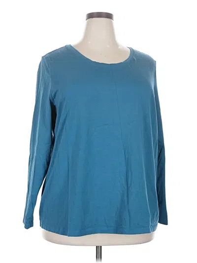 Pre-owned Coldwater Creek 3/4 Sleeve T-shirt In Blue