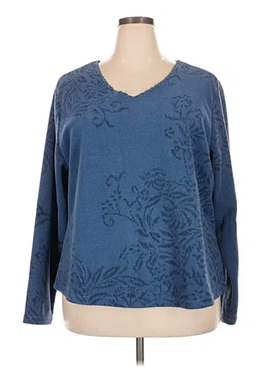 Pre-owned Coldwater Creek 3/4 Sleeve T-shirt In Blue