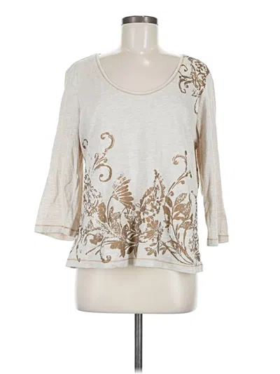 Pre-owned Coldwater Creek 3/4 Sleeve T-shirt In Brown
