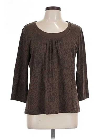 Pre-owned Coldwater Creek 3/4 Sleeve T-shirt In Brown