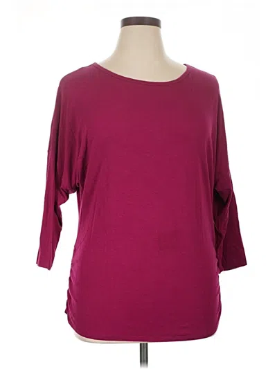 Pre-owned Coldwater Creek 3/4 Sleeve T-shirt In Burgundy