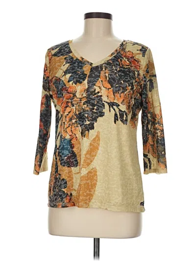 Pre-owned Coldwater Creek 3/4 Sleeve T-shirt In Gold