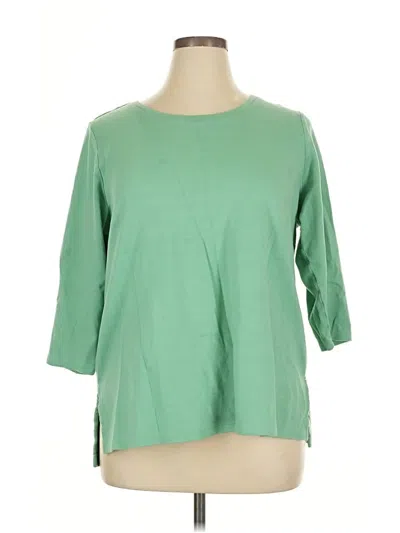 Pre-owned Coldwater Creek 3/4 Sleeve T-shirt In Green