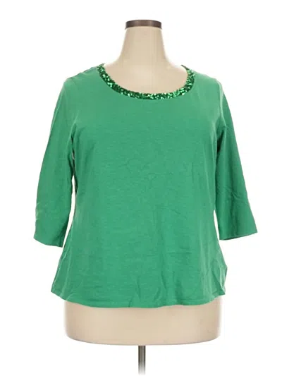 Pre-owned Coldwater Creek 3/4 Sleeve T-shirt In Green