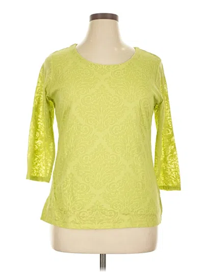 Pre-owned Coldwater Creek 3/4 Sleeve T-shirt In Green