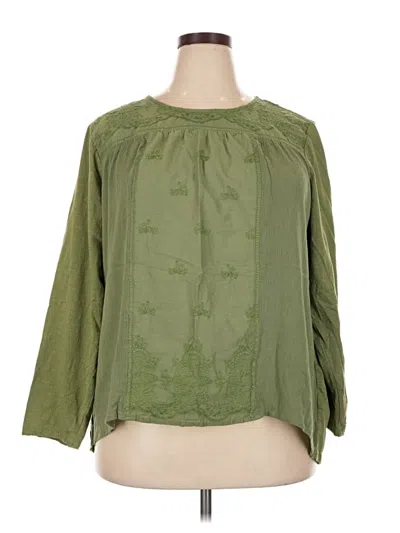 Pre-owned Coldwater Creek 3/4 Sleeve T-shirt In Green