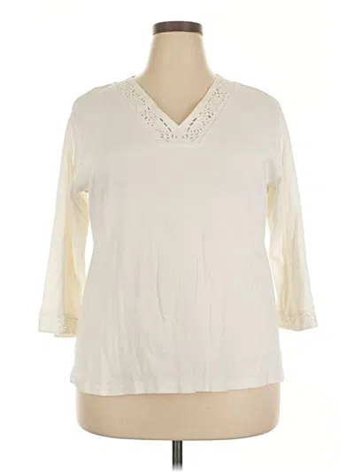 Pre-owned Coldwater Creek 3/4 Sleeve T-shirt In Ivory