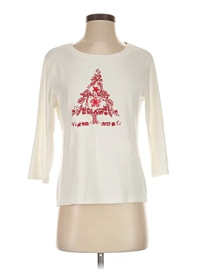 Pre-owned Coldwater Creek 3/4 Sleeve T-shirt In Ivory
