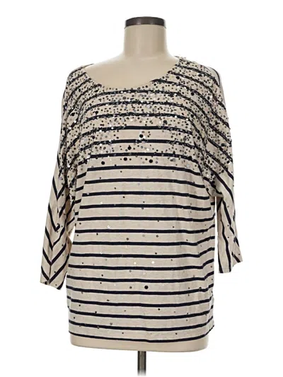 Pre-owned Coldwater Creek 3/4 Sleeve T-shirt In Ivory