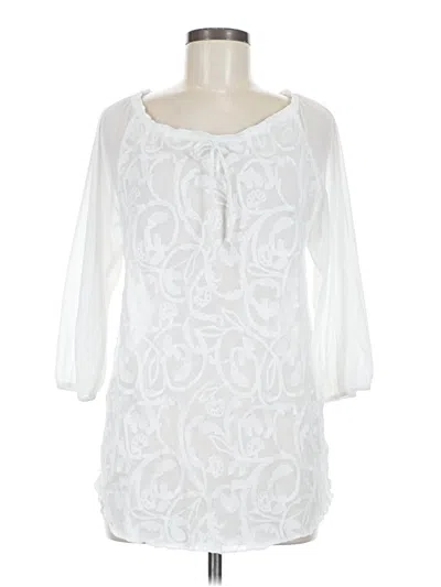 Pre-owned Coldwater Creek 3/4 Sleeve T-shirt In Ivory