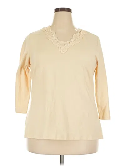 Pre-owned Coldwater Creek 3/4 Sleeve T-shirt In Ivory