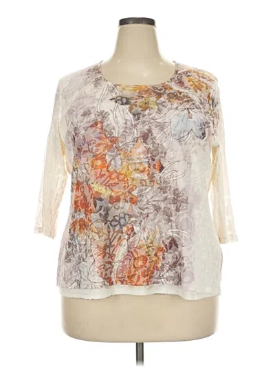 Pre-owned Coldwater Creek 3/4 Sleeve T-shirt In Ivory