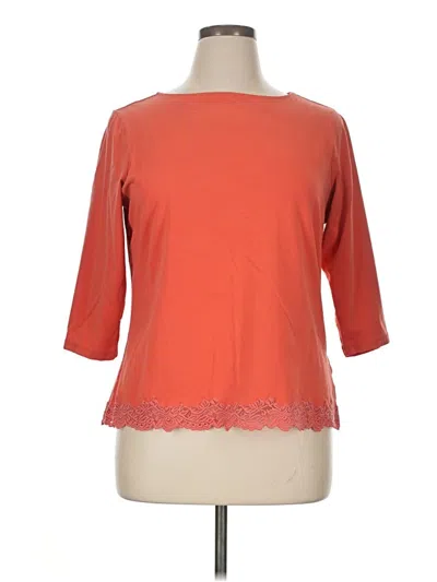Pre-owned Coldwater Creek 3/4 Sleeve T-shirt In Orange