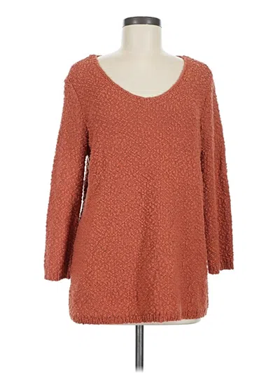 Pre-owned Coldwater Creek 3/4 Sleeve T-shirt In Orange