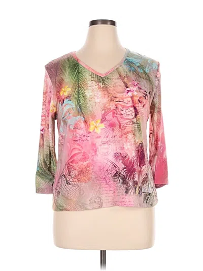 Pre-owned Coldwater Creek 3/4 Sleeve T-shirt In Pink