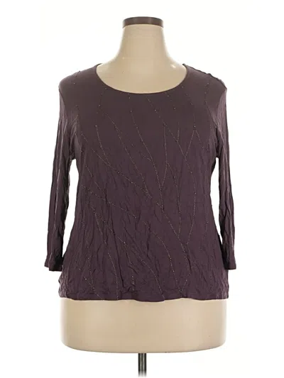 Pre-owned Coldwater Creek 3/4 Sleeve T-shirt In Purple