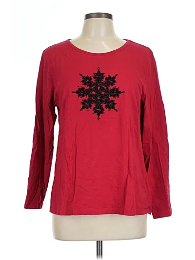 Pre-owned Coldwater Creek 3/4 Sleeve T-shirt In Red