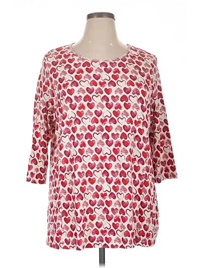 Pre-owned Coldwater Creek 3/4 Sleeve T-shirt In Red