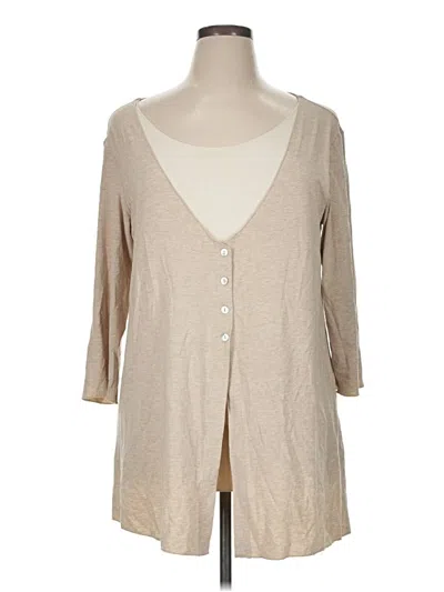 Pre-owned Coldwater Creek 3/4 Sleeve T-shirt In Tan