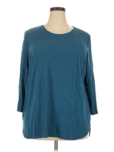 Pre-owned Coldwater Creek 3/4 Sleeve T-shirt In Teal