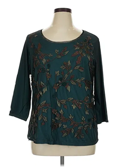 Pre-owned Coldwater Creek 3/4 Sleeve T-shirt In Teal