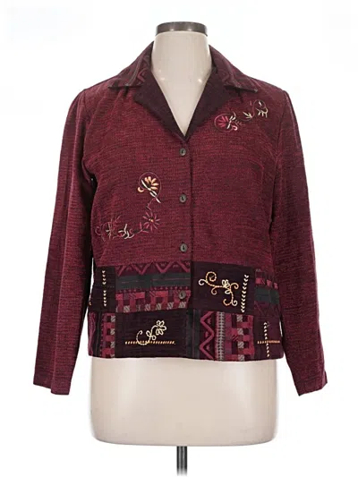 Pre-owned Coldwater Creek Blazer Jacket In Burgundy