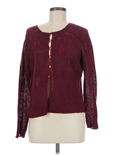 Pre-owned Coldwater Creek Cardigan Sweater In Burgundy