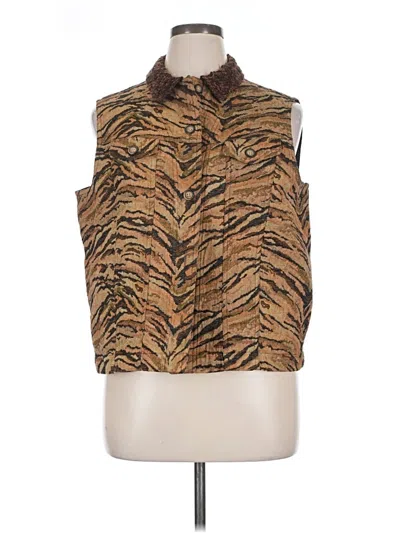 Pre-owned Coldwater Creek Faux Fur Vest In Gold