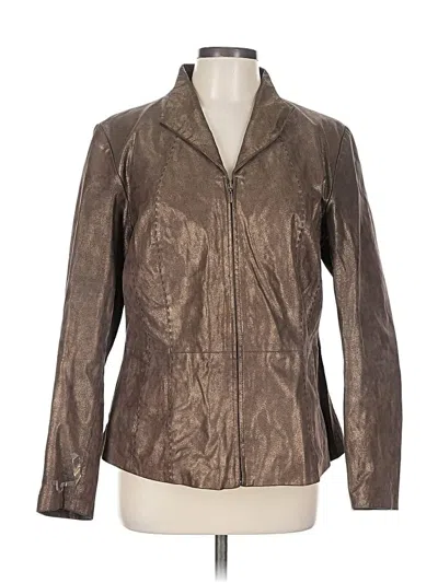 Pre-owned Coldwater Creek Leather Jacket In Brown