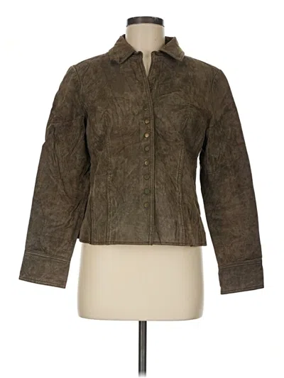 Pre-owned Coldwater Creek Leather Jacket In Brown