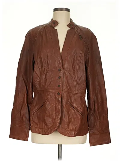 Pre-owned Coldwater Creek Leather Jacket In Brown