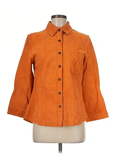 Pre-owned Coldwater Creek Leather Jacket In Orange