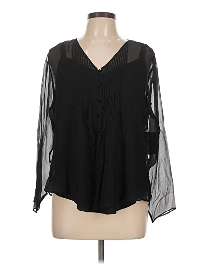Pre-owned Coldwater Creek Long Sleeve Blouse In Black