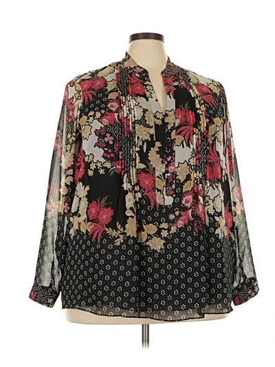 Pre-owned Coldwater Creek Long Sleeve Blouse In Black