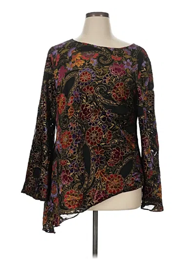 Pre-owned Coldwater Creek Long Sleeve Blouse In Black