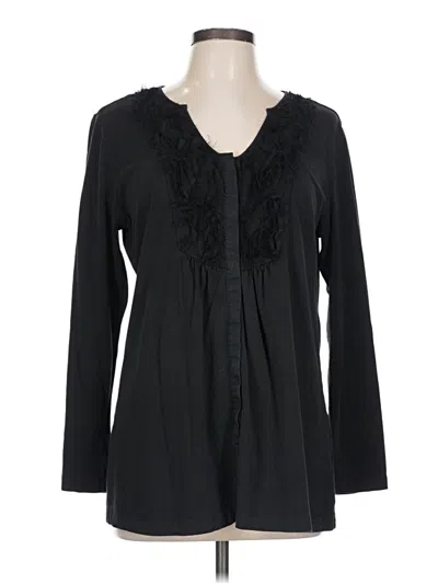 Pre-owned Coldwater Creek Long Sleeve Blouse In Black