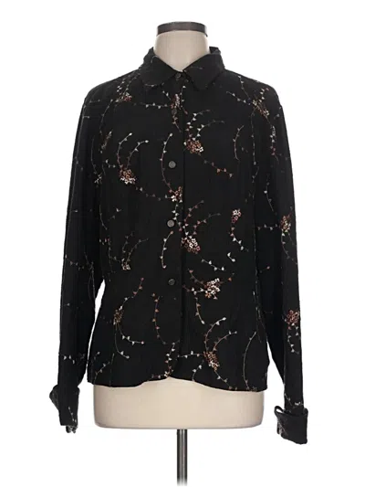 Pre-owned Coldwater Creek Long Sleeve Blouse In Black