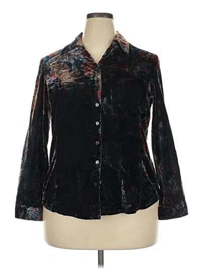 Pre-owned Coldwater Creek Long Sleeve Blouse In Black