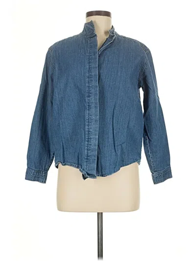 Pre-owned Coldwater Creek Long Sleeve Blouse In Blue