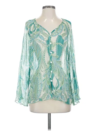 Pre-owned Coldwater Creek Long Sleeve Blouse In Blue
