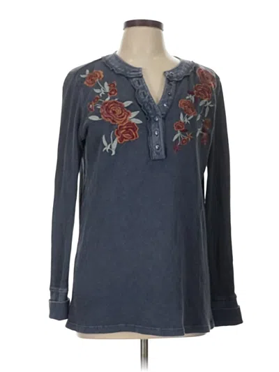 Pre-owned Coldwater Creek Long Sleeve Blouse In Blue