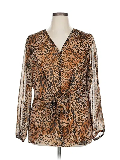 Pre-owned Coldwater Creek Long Sleeve Blouse In Brown