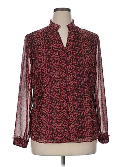 Pre-owned Coldwater Creek Long Sleeve Blouse In Burgundy