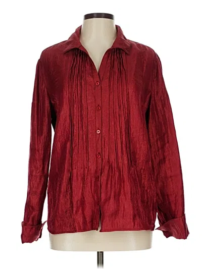 Pre-owned Coldwater Creek Long Sleeve Blouse In Burgundy