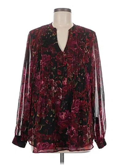 Pre-owned Coldwater Creek Long Sleeve Blouse In Burgundy